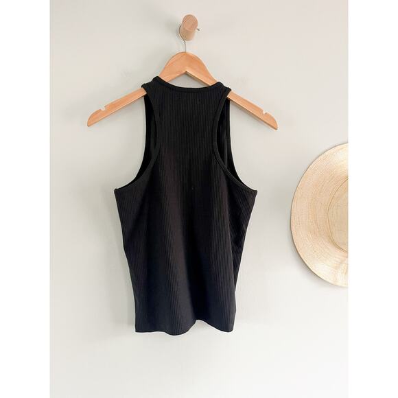 Madewell | NWT | Highneck Tank in Sleekhold in True Black | Sz S - Picture 8 of 8